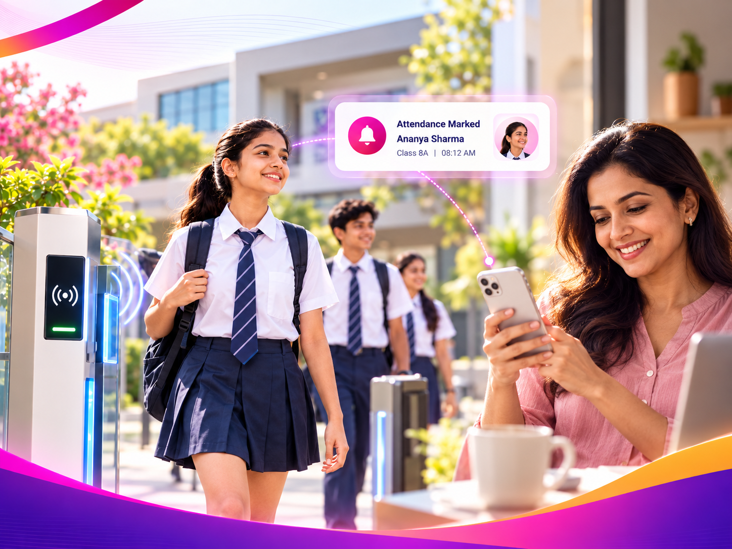SCANiD School ERP dashboard with student movement, attendance and campus analytics