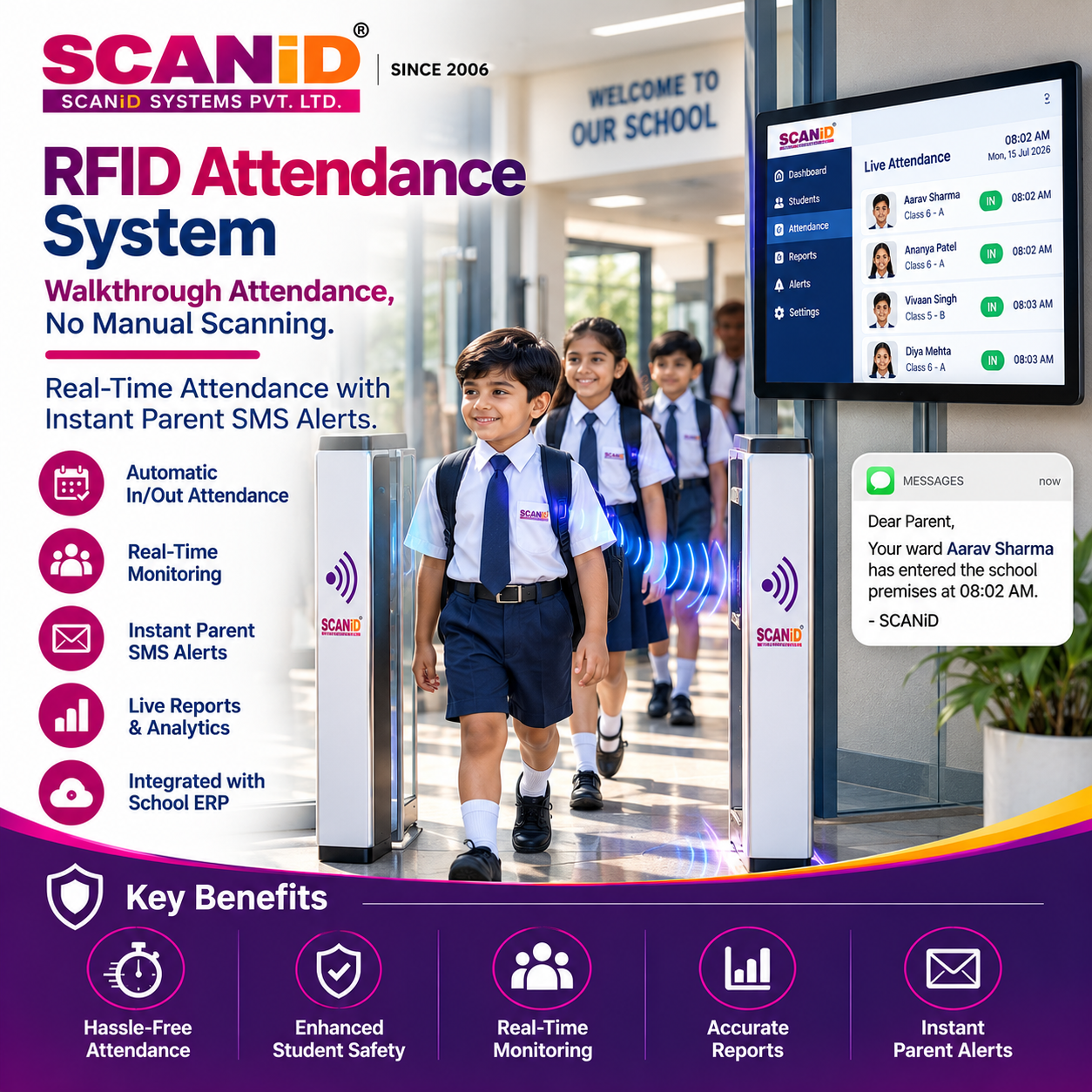 SCANiD RFID attendance system at school entrance